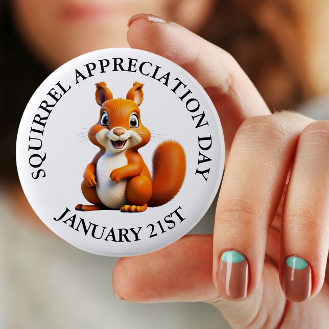 Squirrel Appreciation Day January 21st 6 Cm Round Badge (Creator Uploaded)