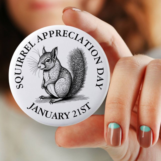 Squirrel Appreciation Day January 21st 6 Cm Round Badge (Creator Uploaded)