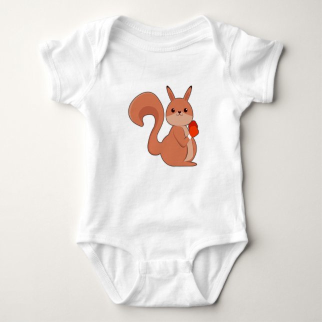 Squirrel as Boxer with Boxing gloves Baby Bodysuit (Front)