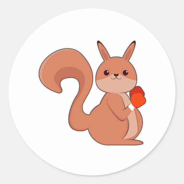 Squirrel as Boxer with Boxing gloves Classic Round Sticker (Front)