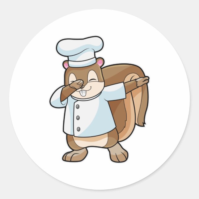 Squirrel as Cook with Cooking apron Classic Round Sticker (Front)