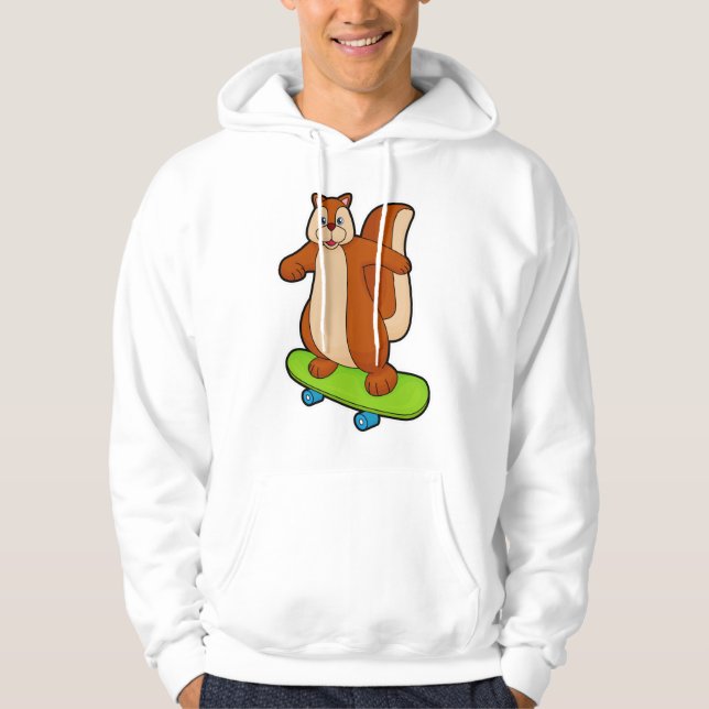 Squirrel as Skater with Skateboard Hoodie (Front)