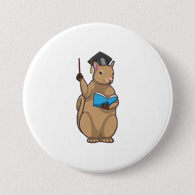 Squirrel as Teacher with Book 7.5 Cm Round Badge (Front)