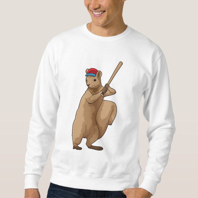 Squirrel at Baseball with Baseball bat Sweatshirt (Front)