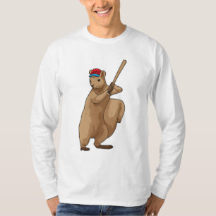 Squirrel at Baseball with Baseball bat T-Shirt
