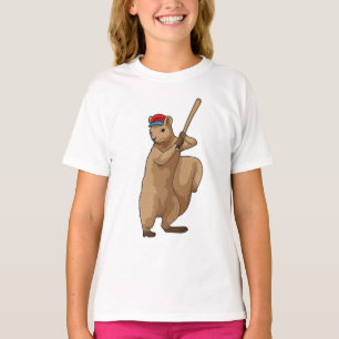 Squirrel at Baseball with Baseball bat T-Shirt