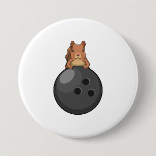 Squirrel at Bowling with Bowling ball 7.5 Cm Round Badge