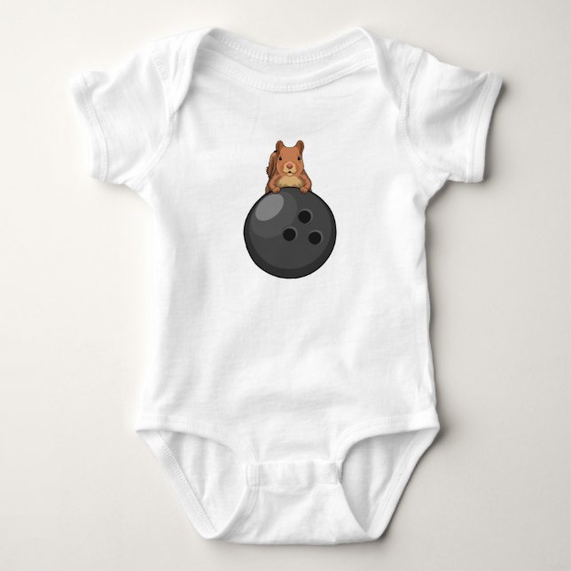 Squirrel at Bowling with Bowling ball Baby Bodysuit (Front)
