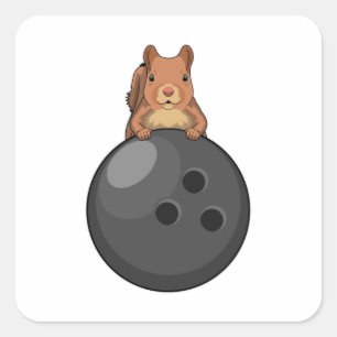 Squirrel at Bowling with Bowling ball Square Sticker