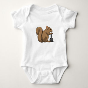 Squirrel at Chess with Chess piece Bishop Baby Bodysuit