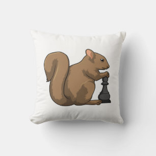 Squirrel at Chess with Chess piece Bishop Cushion