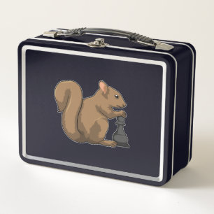 Squirrel at Chess with Chess piece Bishop Metal Lunch Box