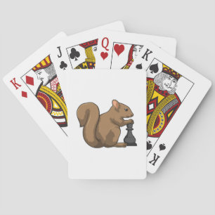 Squirrel at Chess with Chess piece Bishop Playing Cards