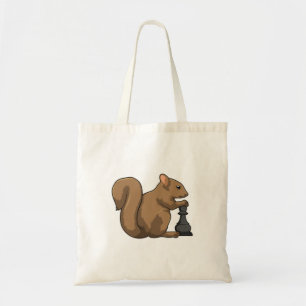 Squirrel at Chess with Chess piece Bishop Tote Bag
