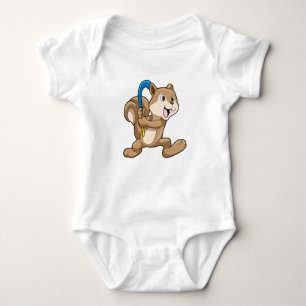 Squirrel at Field hockey with Hockey stick Baby Bodysuit