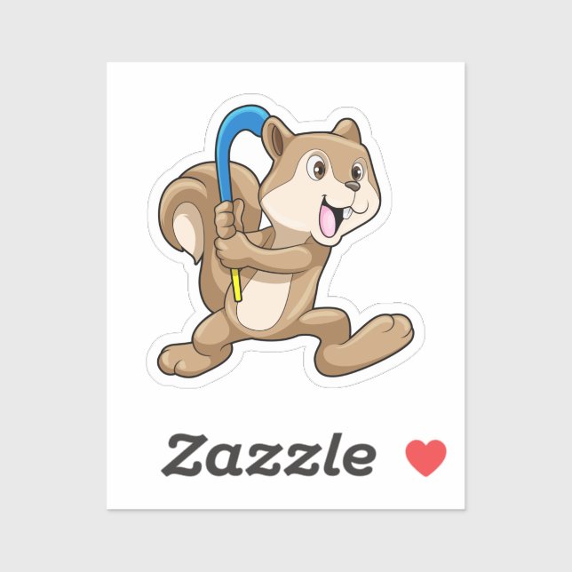 Squirrel at Field hockey with Stick (Sheet)