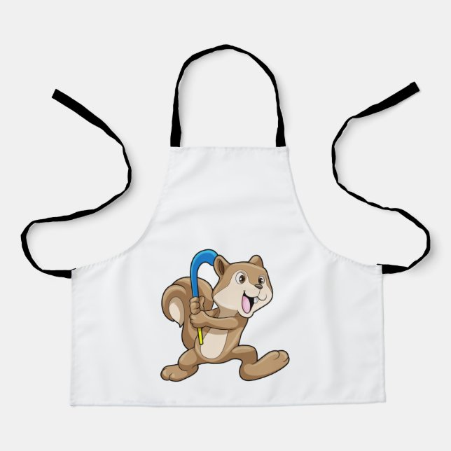 Squirrel at Field hockey with Stick Apron (Front)