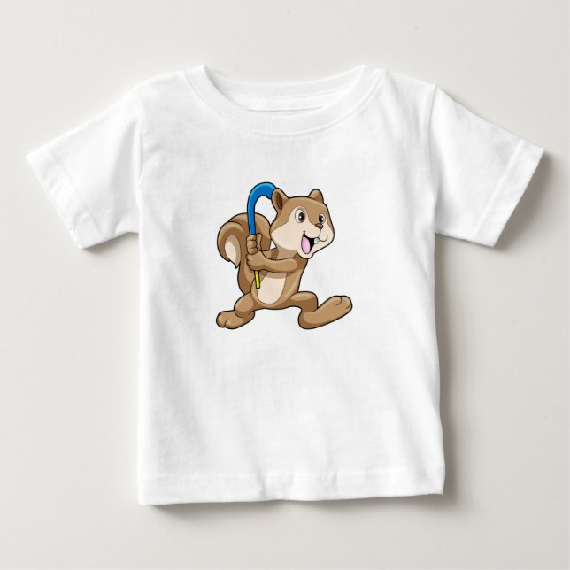 Squirrel at Field hockey with Stick Baby T-Shirt (Front)