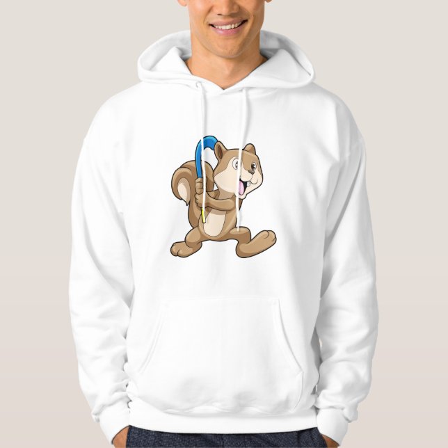 Squirrel at Field hockey with Stick Hoodie (Front)
