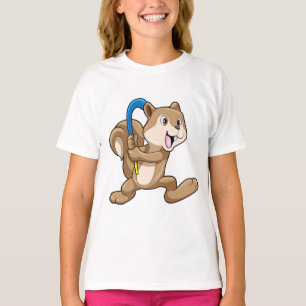 Squirrel at Field hockey with Stick T-Shirt