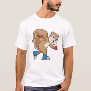 Squirrel at Ice skating with Ice skates T-Shirt