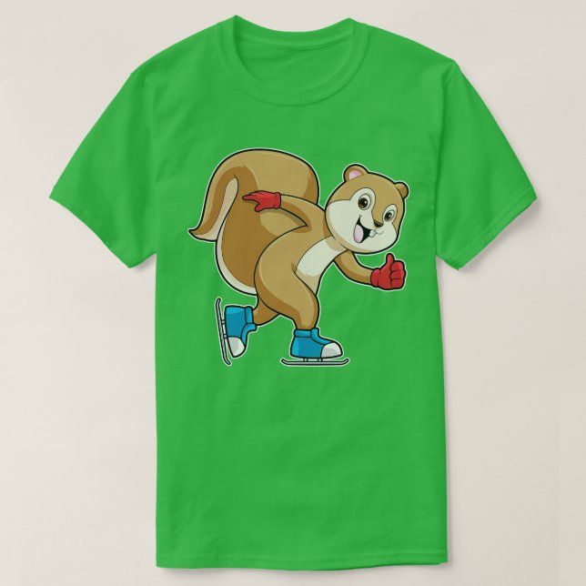 Squirrel at Ice skating with Ice skates T-Shirt (Design Front)