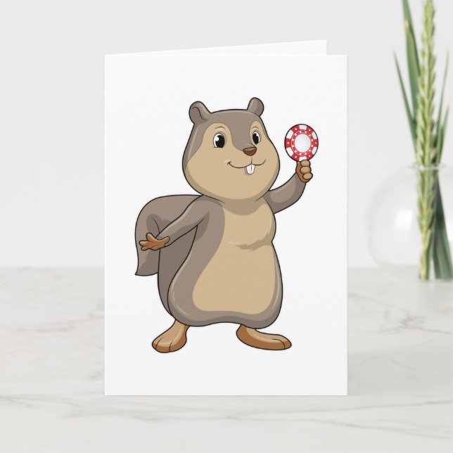 Squirrel at Poker with Poker chips Card (Front)