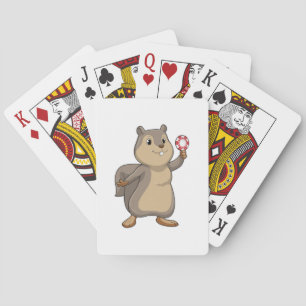 Squirrel at Poker with Poker chips Playing Cards