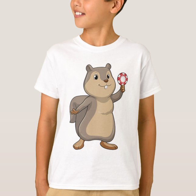 Squirrel at Poker with Poker chips T-Shirt (Front)