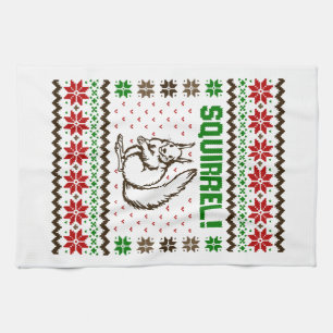 Squirrel Attacks The Griswold Family Ugly Sweater Tea Towel