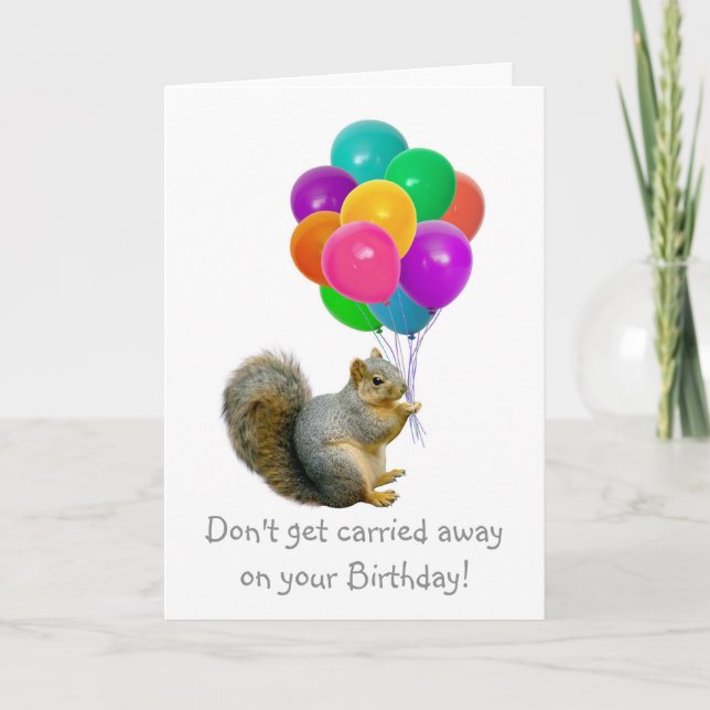 Squirrel Balloons Birthday Card (Front)