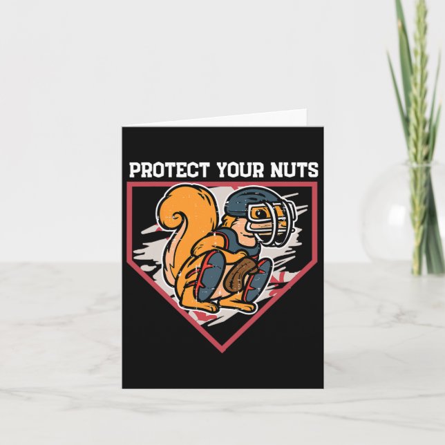 Squirrel Baseball Catcher Protect Your Nuts Boys K Card (Front)