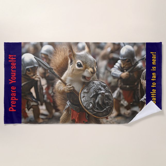 Squirrel Battle Beach Towel (Front)