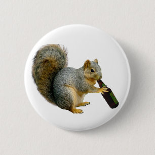 Squirrel Beer 6 Cm Round Badge