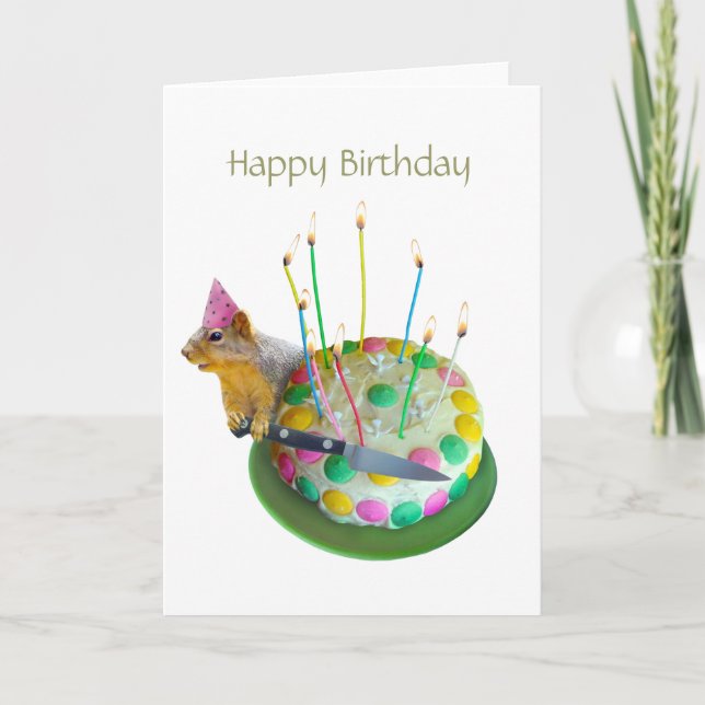 Squirrel Birthday Cake Card (Front)