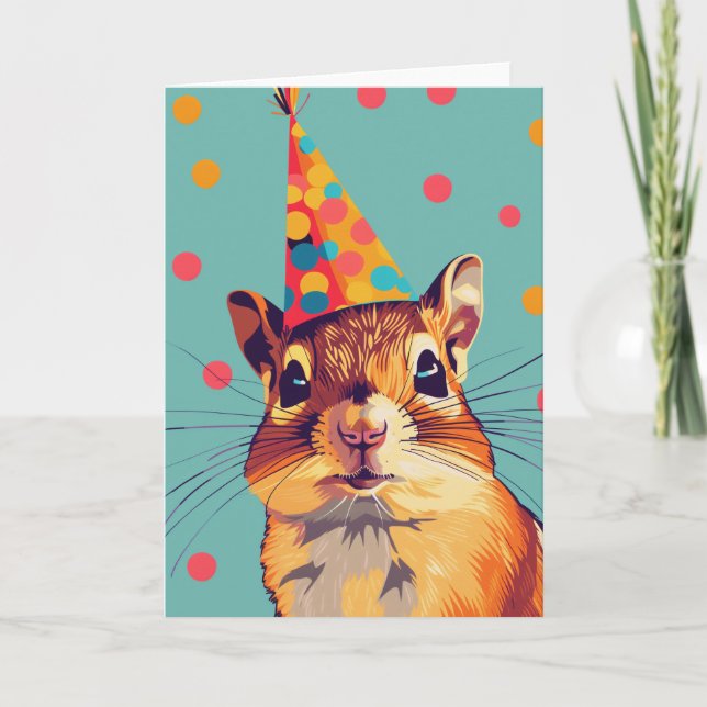Squirrel Birthday Party Greeting Card (Front)