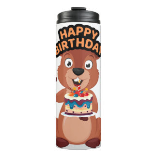 Squirrel birthday thermal tumbler