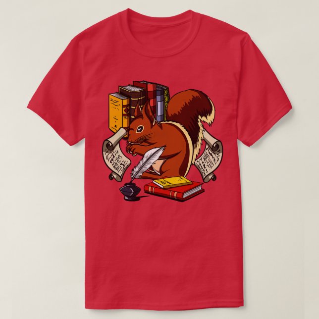Squirrel Book Nerd T-Shirt (Design Front)