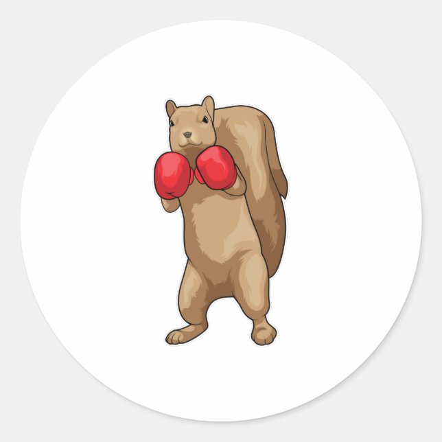 Squirrel Boxer Boxing gloves Classic Round Sticker (Front)