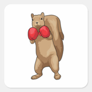 Squirrel Boxer Boxing gloves Square Sticker