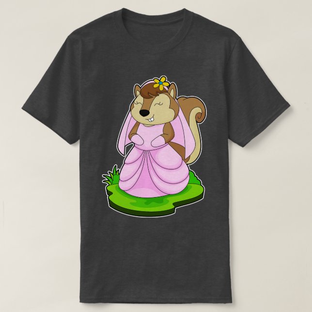 Squirrel Bride Flower Wedding T-Shirt (Design Front)