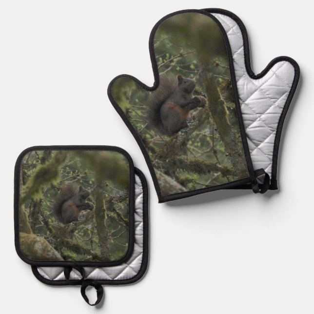 squirrel camo oven mitt & pot holder set (Front/Back)
