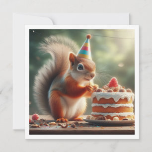 Squirrel card, Squirrel birthday invitation