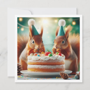 Squirrel card, Squirrel birthday invitation