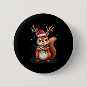Squirrel Christmas 2024 With Lights &amp; Holiday  6 Cm Round Badge