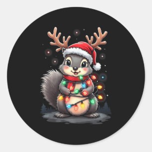 Squirrel Christmas 2024 With Lights &amp; Holiday  Classic Round Sticker