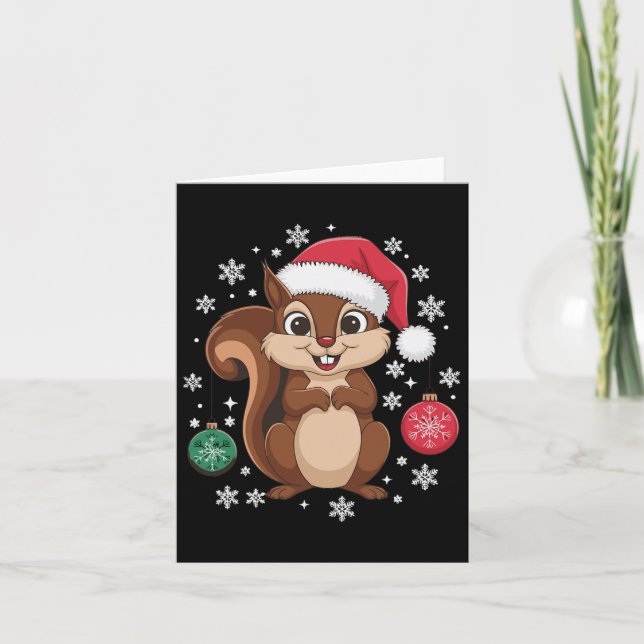 Squirrel Christmas Christmas Xmas Pyjamas  Card (Front)