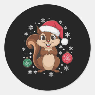 Squirrel Christmas Christmas Xmas Pyjamas Classic Round Sticker