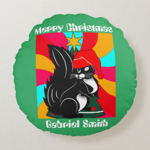 squirrel christmas gifts, personalized name round cushion