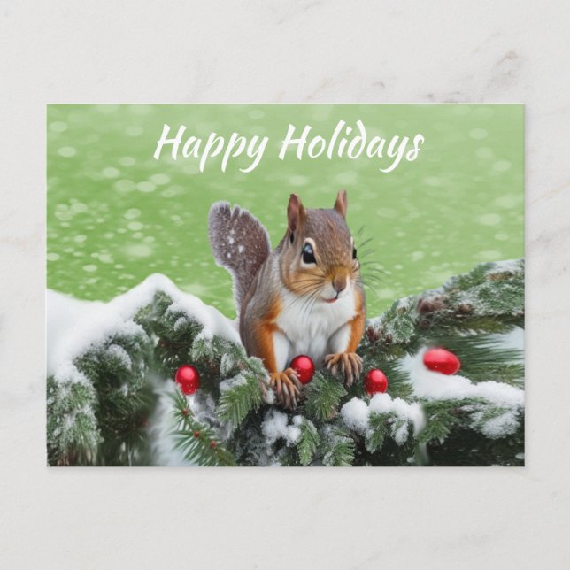 Squirrel Christmas Holidays Postcard (Front)